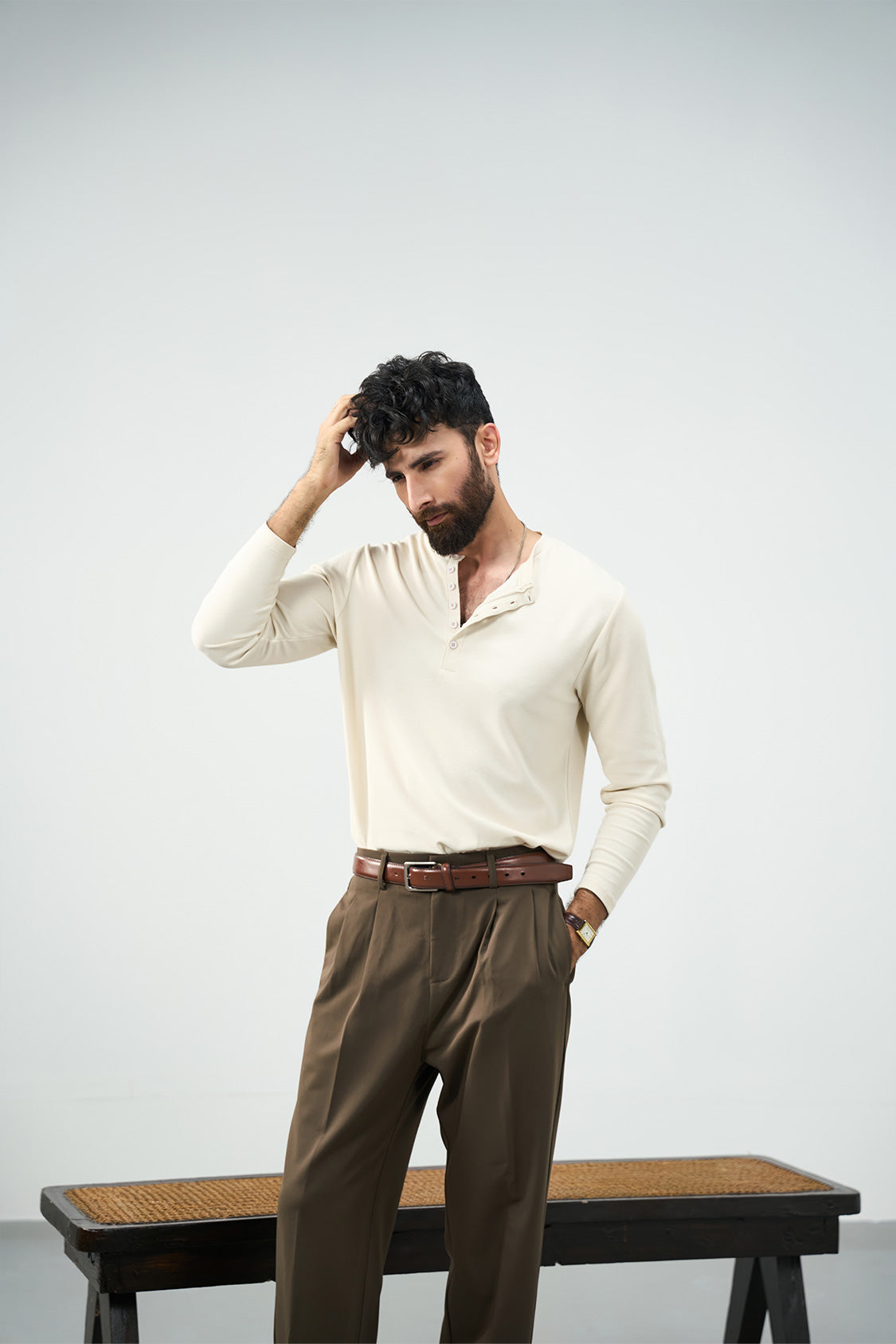 Everyday Henley - Cream Secondary image