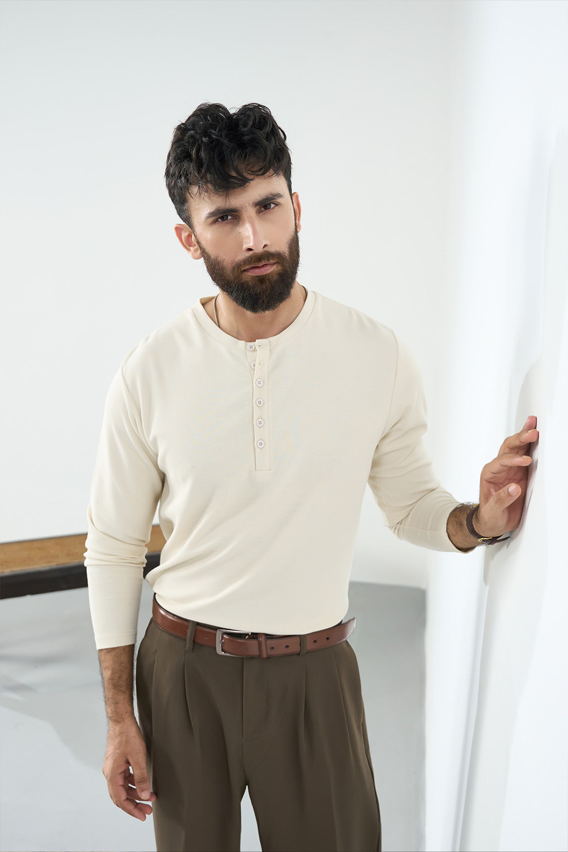 Everyday Henley - Cream Secondary image