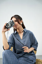 Dusty Blue Set - Denim Textured
