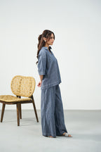 Dusty Blue Set - Denim Textured