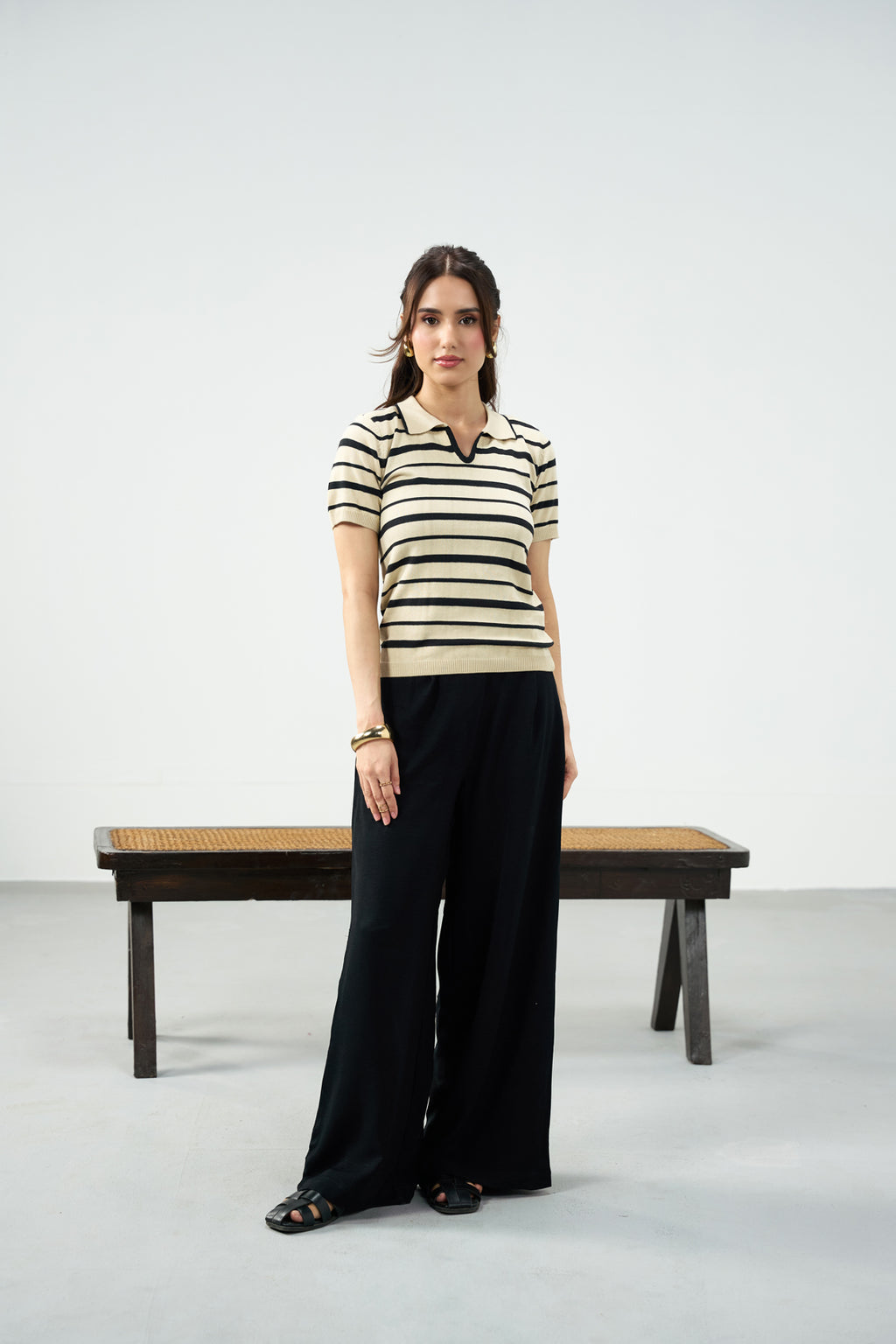 Everyday Stripes polo - Cream & Black