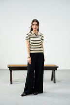 Everyday Stripes polo - Cream & Black