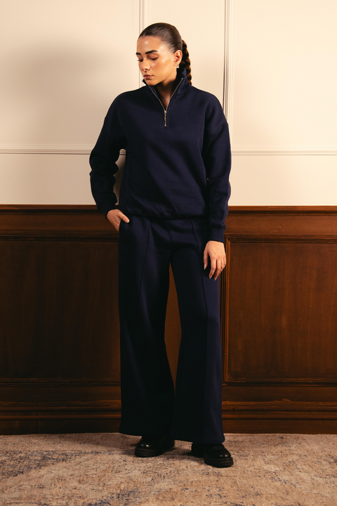 Everyday Wide Leg Sweatpants - Navy Blue