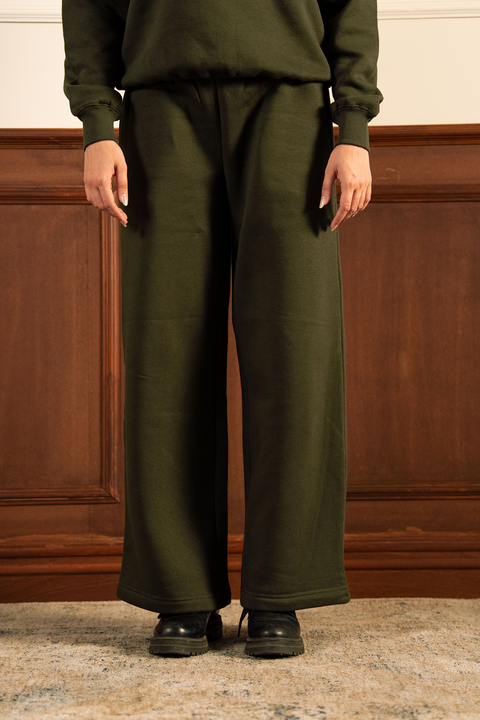 Everyday Wide Leg Sweatpants - Dark Green