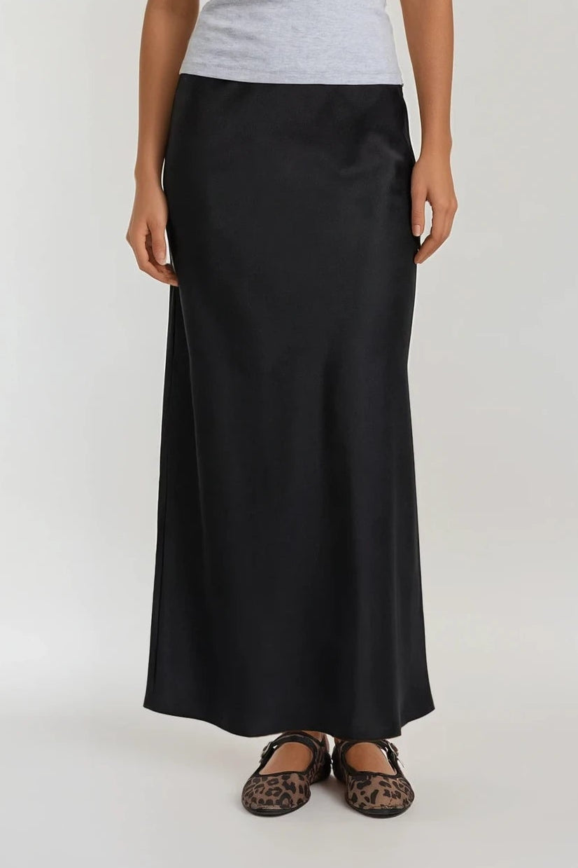 Textured Satin Skirt - Black Main image