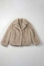 Faux Fur Short Coat - Steel Grey