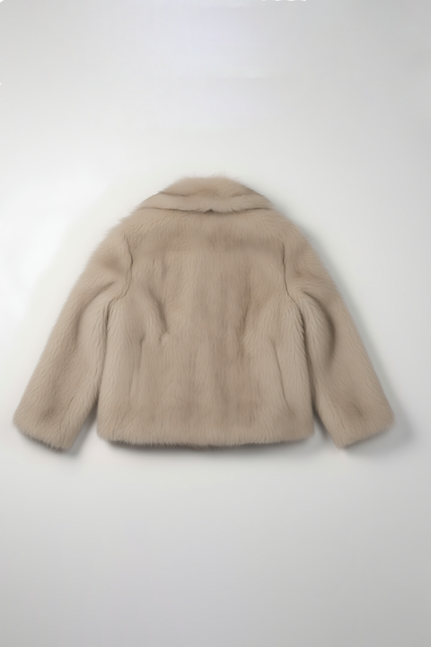 Faux Fur Short Coat - Steel Grey