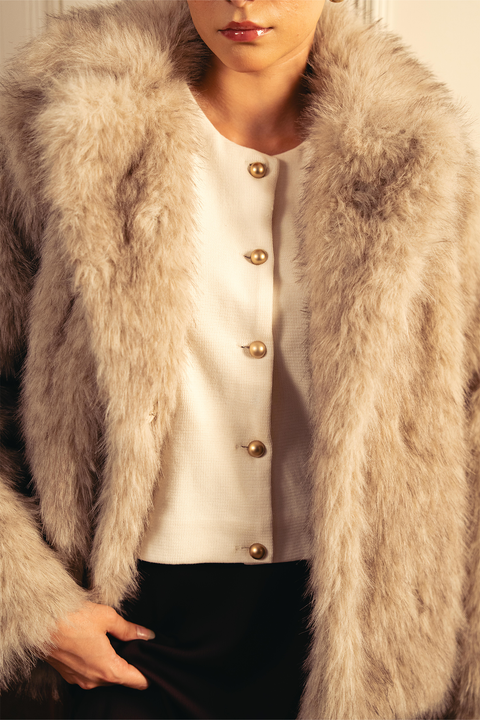 Faux Fur Short Coat - Steel Gray