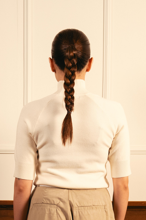 Fine Knit Mock Neck Top - Cream