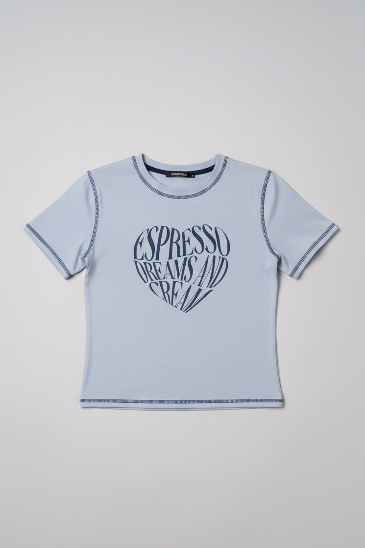 Body Fit Graphic Top - Light Blue