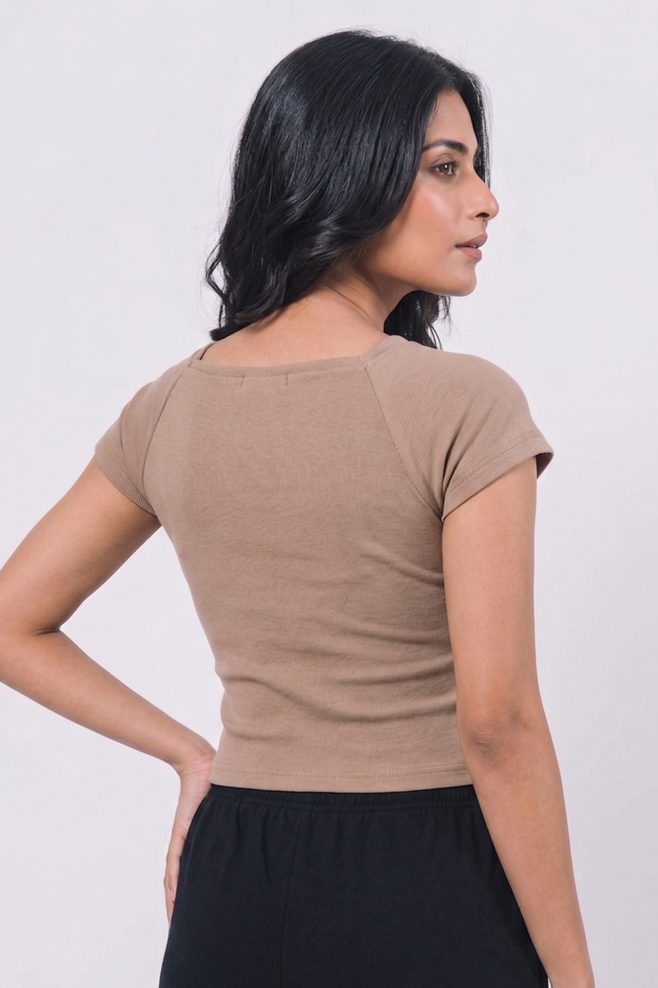Sweetheart neck top - Coffee Secondary image