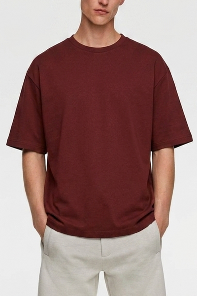 Premium Interlock Oversized T-Shirt – Red