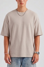 Textured Oversized T-Shirt – Nude