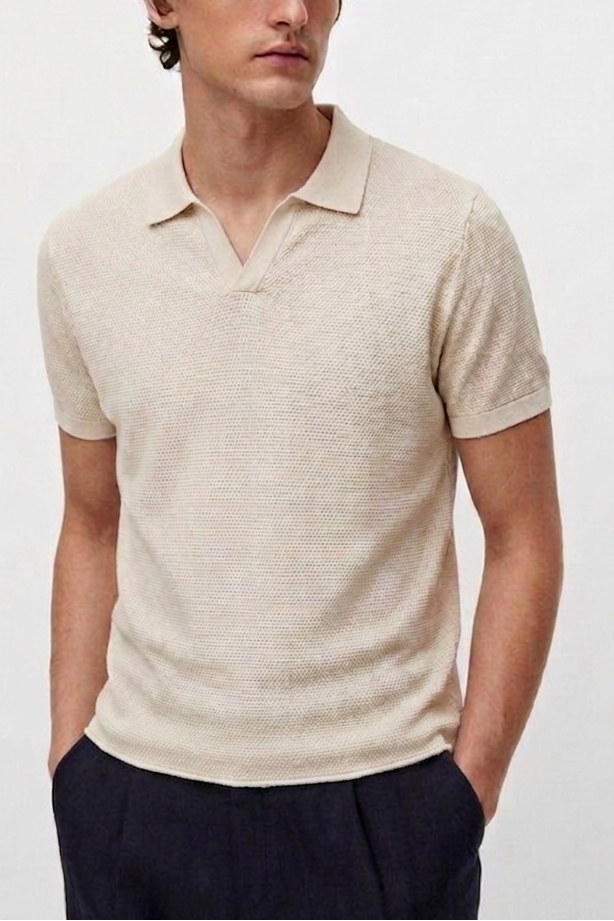 Textured Polo Shirt – Off White Main image