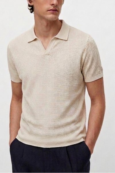 Textured Polo Shirt – Off White