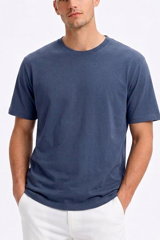 Premium Cotton T-Shirt – Indigo