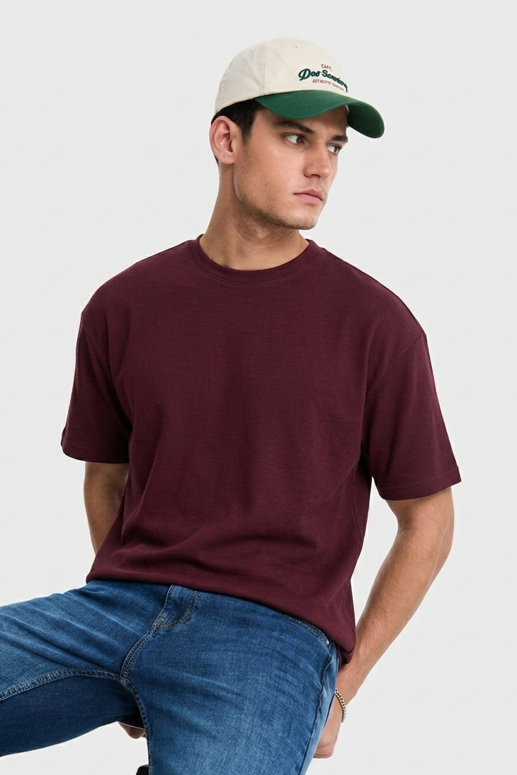 Premium Cotton T-Shirt – Maroon Main image