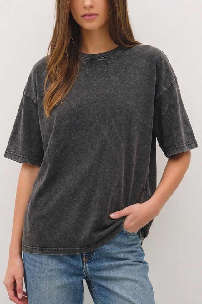 Women Oversized Wash Tee - Black Main image