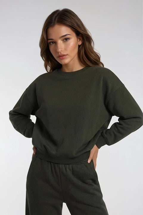 Classic Crew Neck Sweatshirt - Dark Green