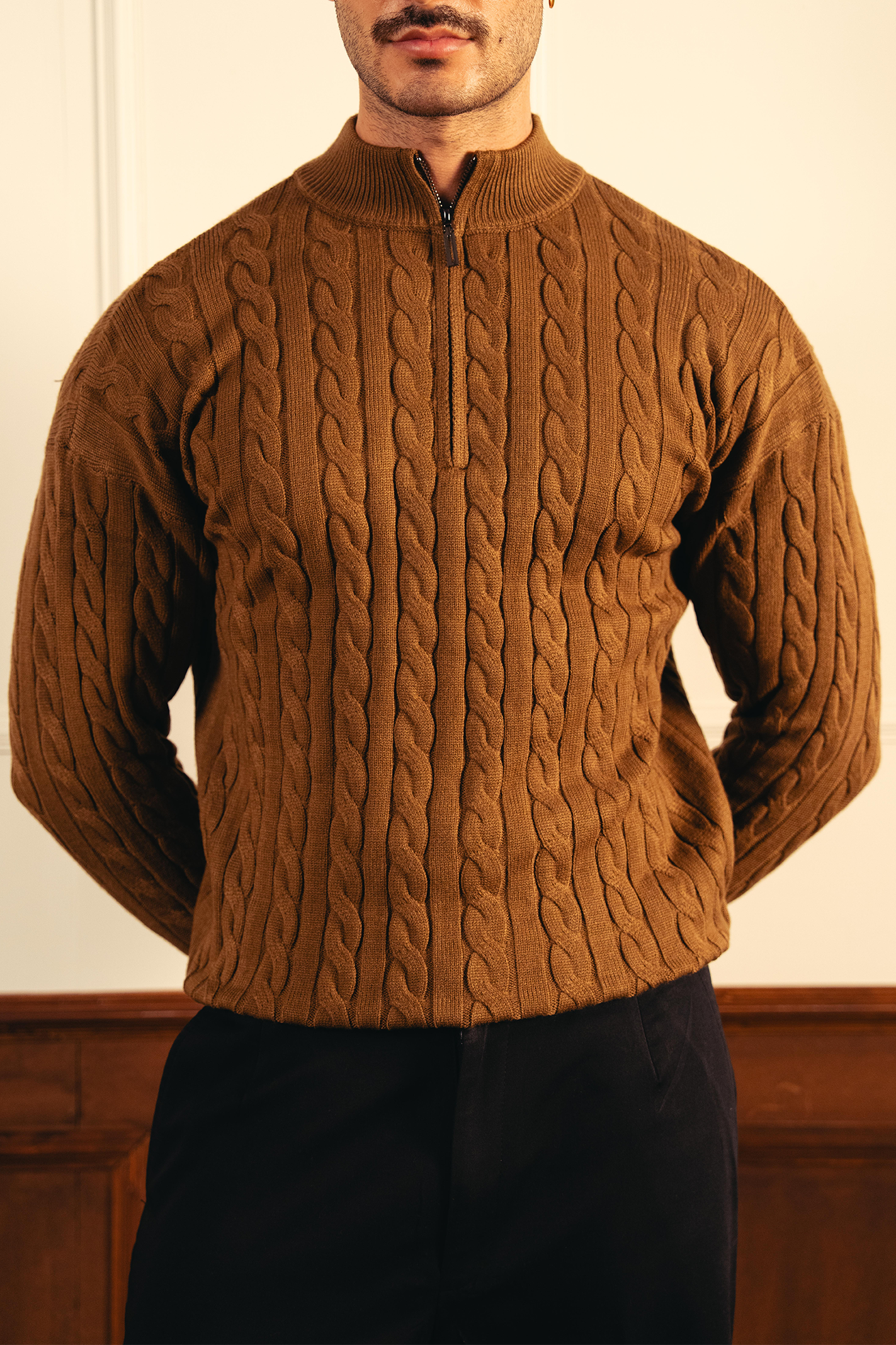 Heritage Cable Knit Sweater – Coffee Brown