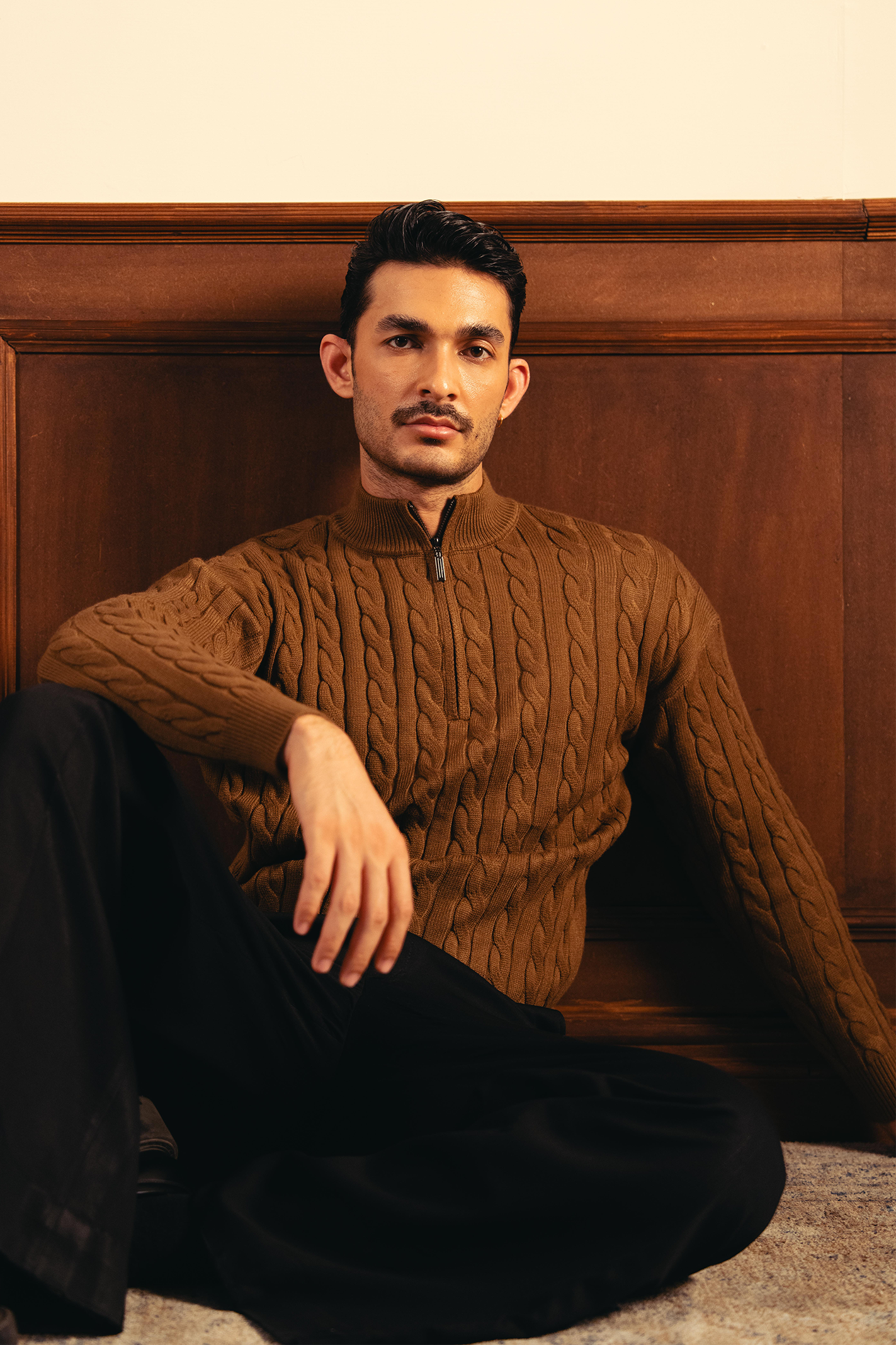 Heritage Cable Knit Sweater – Coffee Brown Main image
