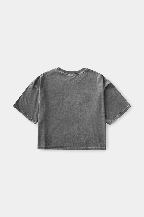 Washed Cropped Tee - Charcoal