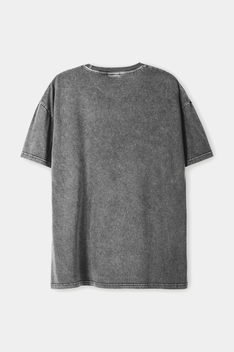 Men Washed Oversized Tee - Charcoal