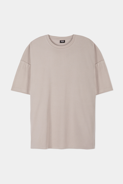 Men Textured Oversized Tee - Nude