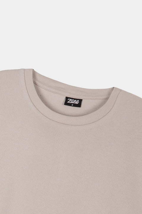 Men Textured Oversized Tee - Nude