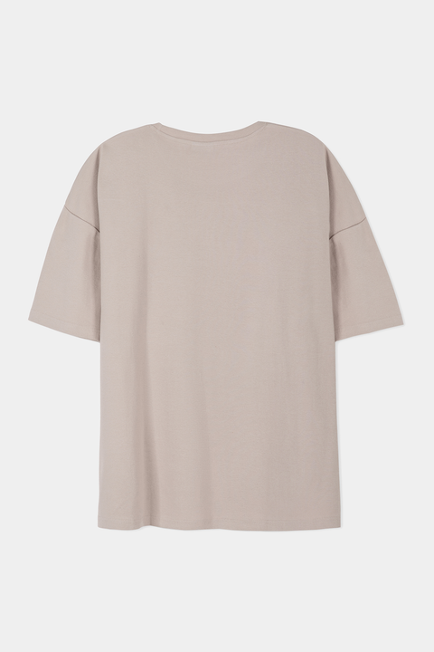 Men Textured Oversized Tee - Nude