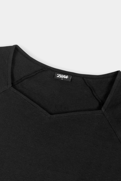 Sweet Heart Neck Top - Black