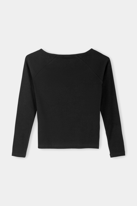 Sweet Heart Neck Top - Black