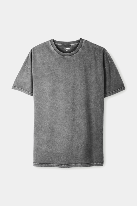 Men Washed Oversized Tee - Charcoal