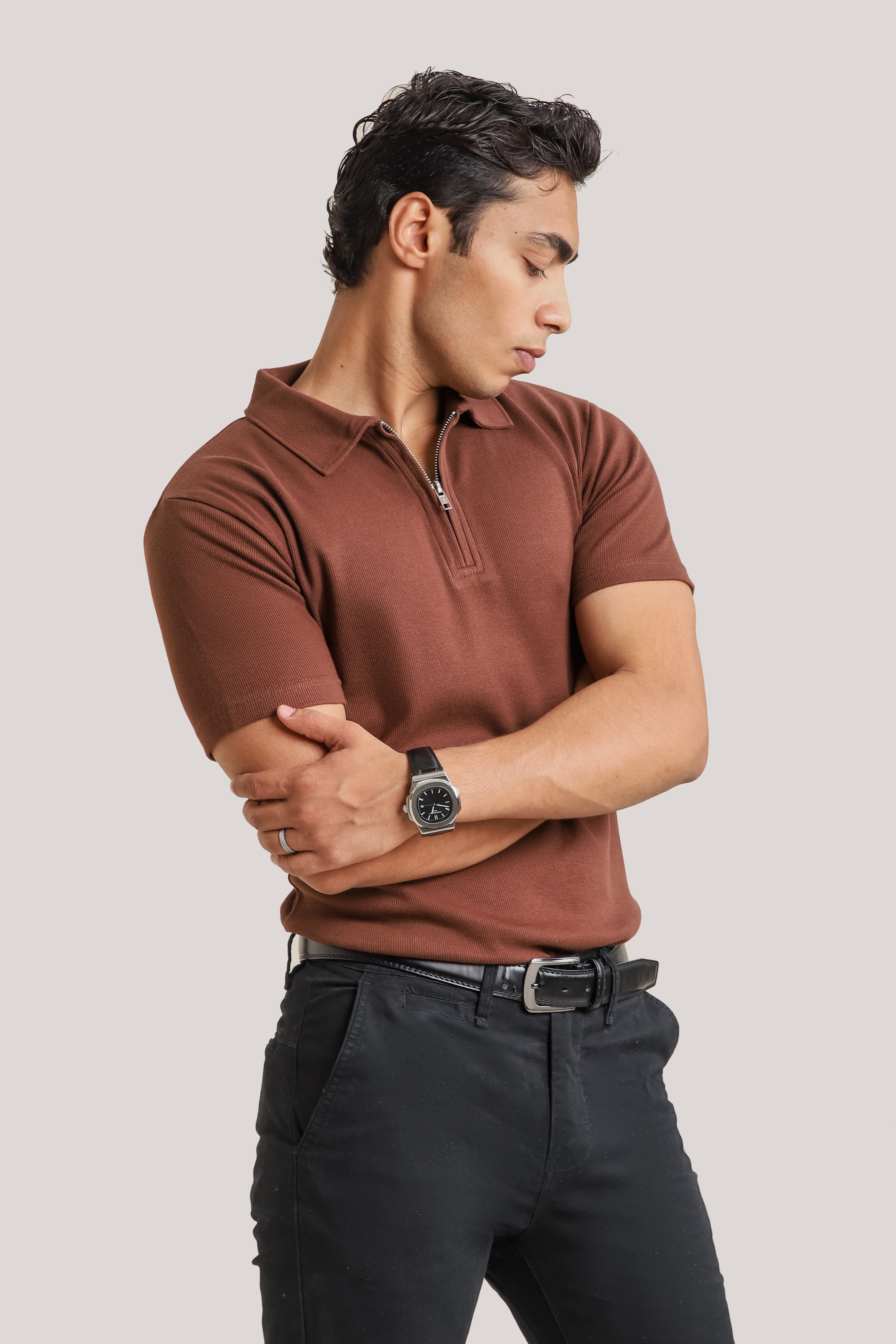 épine zipper lace polo onepiece（gray） epine zipper lace polo onepiece gray