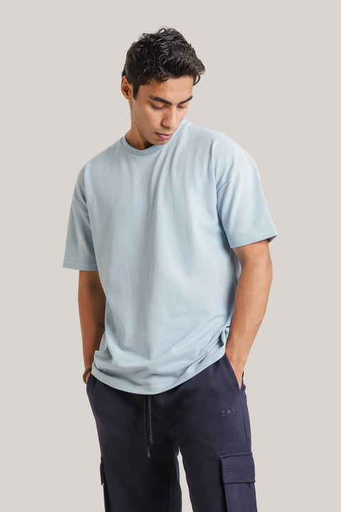 Pique Over Sized Tshirt - Greyish Blue