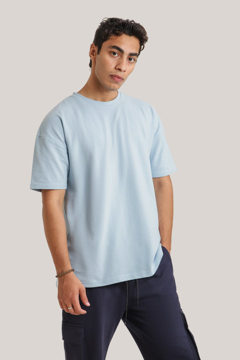 Pique Over Sized Tshirt - Greyish Blue
