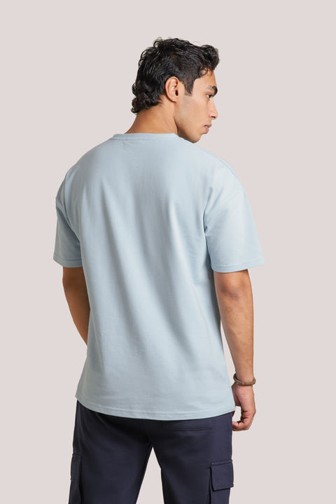 Pique Over Sized Tshirt - Greyish Blue
