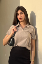 Women Regular Fit Polo - Beige
