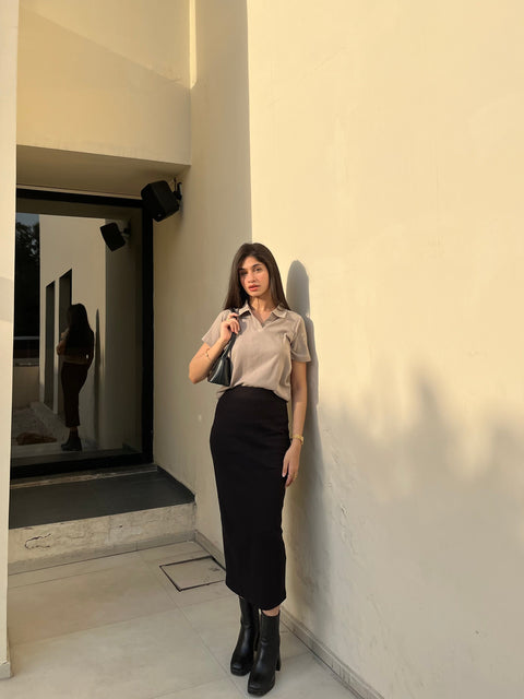 Women Regular Fit Polo - Beige