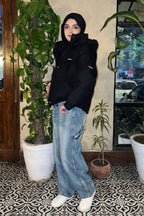 Cozy Hooded Puffer Jacket - Black