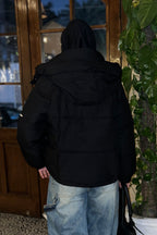 Cozy Hooded Puffer Jacket - Black