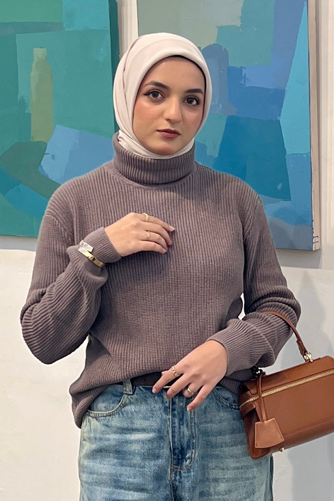 Warm Twilight Turtleneck Sweater - Dusty Taupe