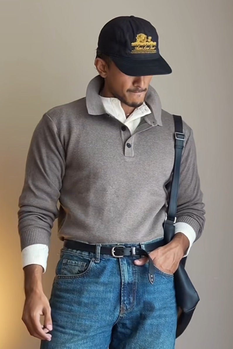 Classic Knitted Polo Shirt – Camel Main image