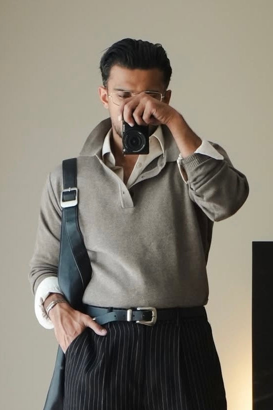 Classic Knitted Polo Shirt – Camel Secondary image