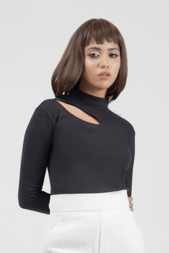 Mock Neck Top - Black Secondary image