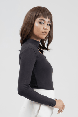 Mock Neck Top - Black