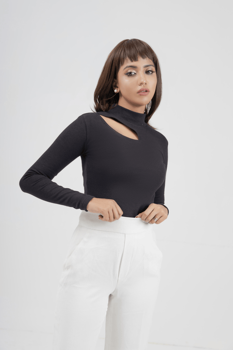 Mock Neck Top - Black