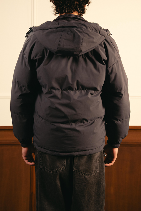 Insulated Hooded Puffer Jacket – Gray