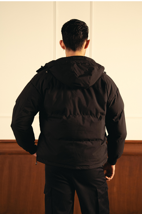 Insulated Hooded Puffer Jacket - Black