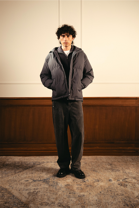 Insulated Hooded Puffer Jacket – Gray